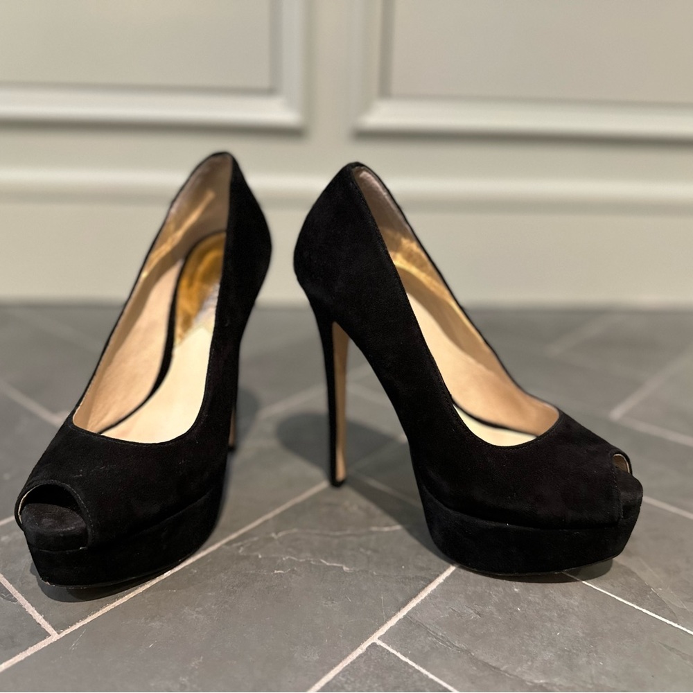 Michael Kors platform pumps heels shoes suede black US size 6
